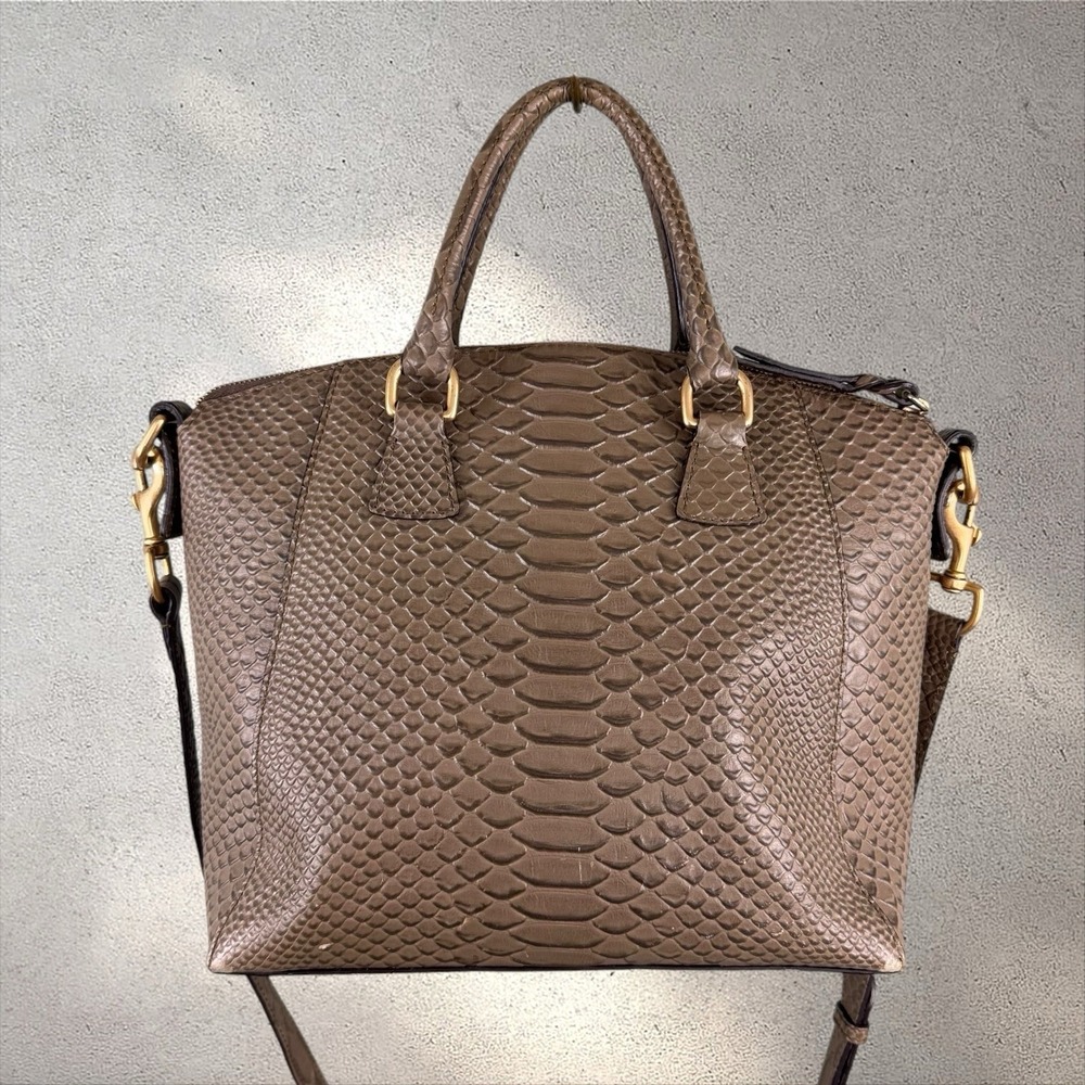 Dooney & Bourke Naomi Satchel Bag Saffiano Leather Croc Reptile Embossed Gray - Picture 6 of 8